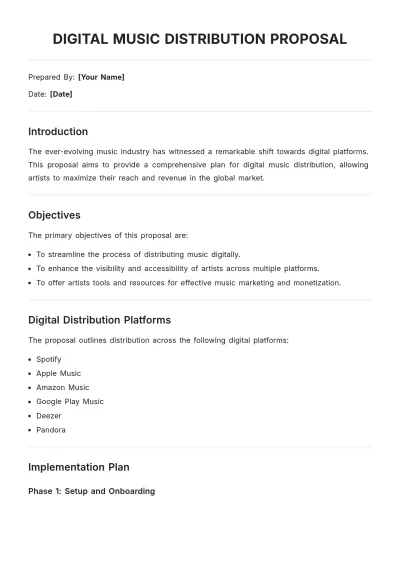 Free Digital Music Distribution Proposal Template to Edit Online