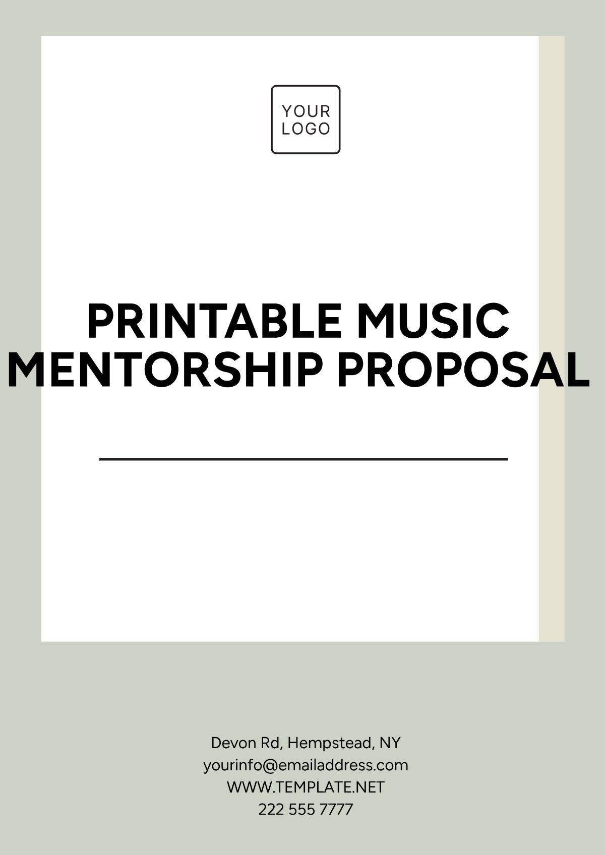 Free Printable Music Mentorship Proposal Template