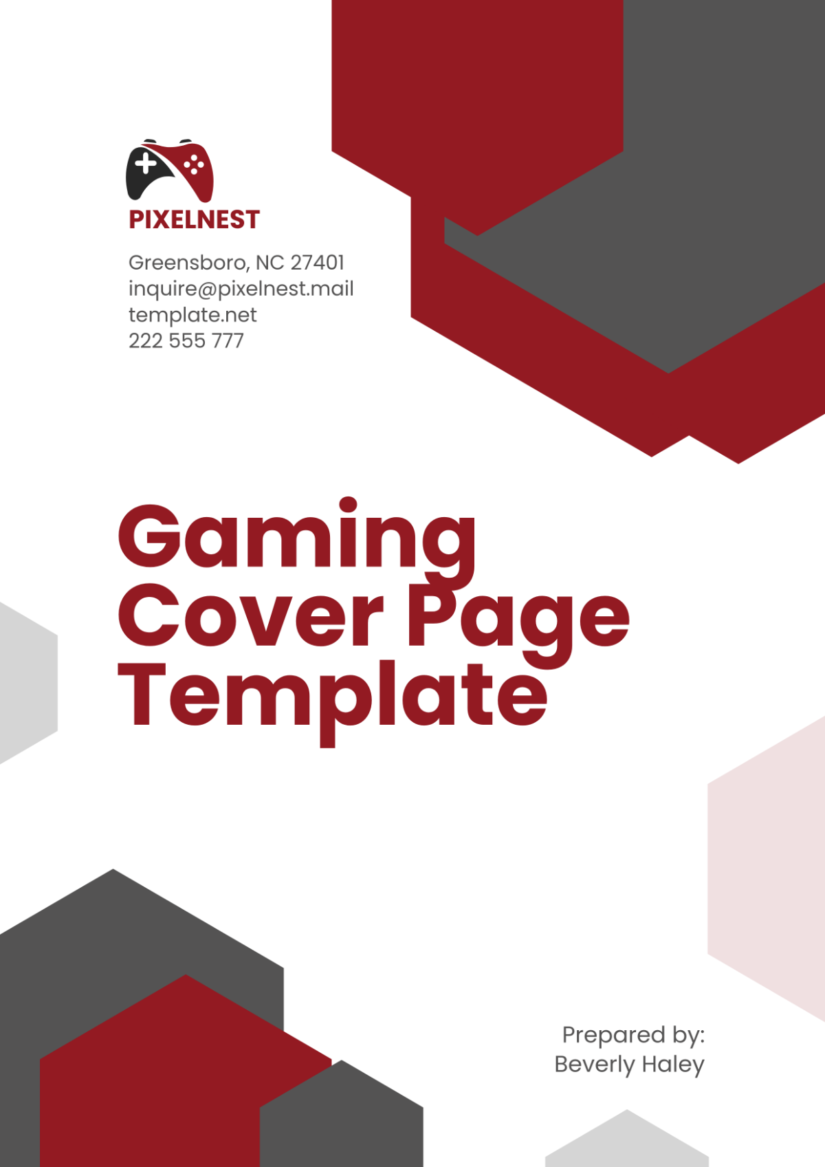 Free Gaming Cover Page Template