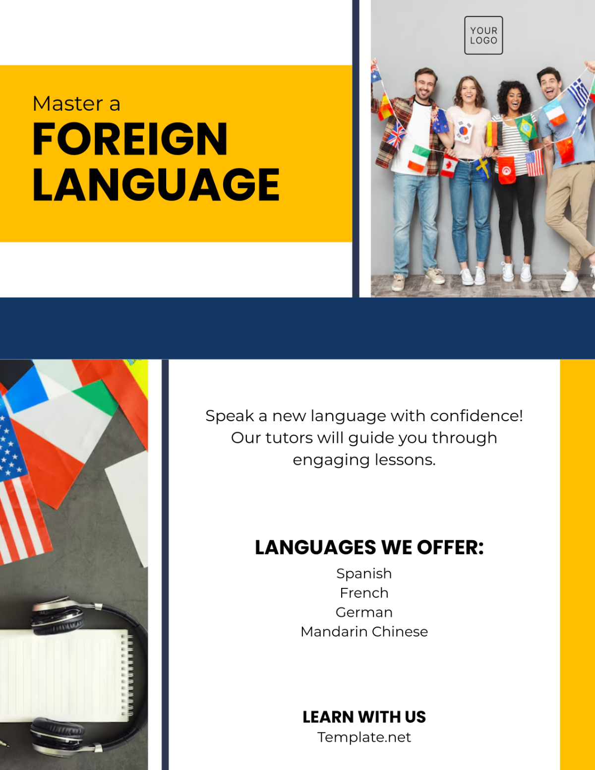 Free Foreign Language Tuition Flyer Template