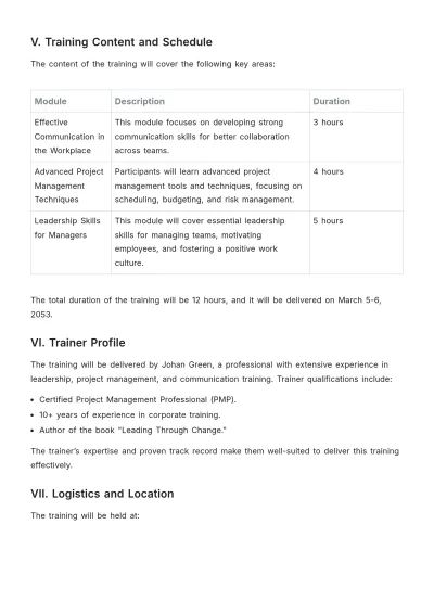 Free Printable Training Proposal Template to Edit Online
