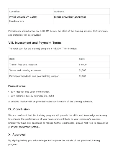 Free Printable Training Proposal Template to Edit Online