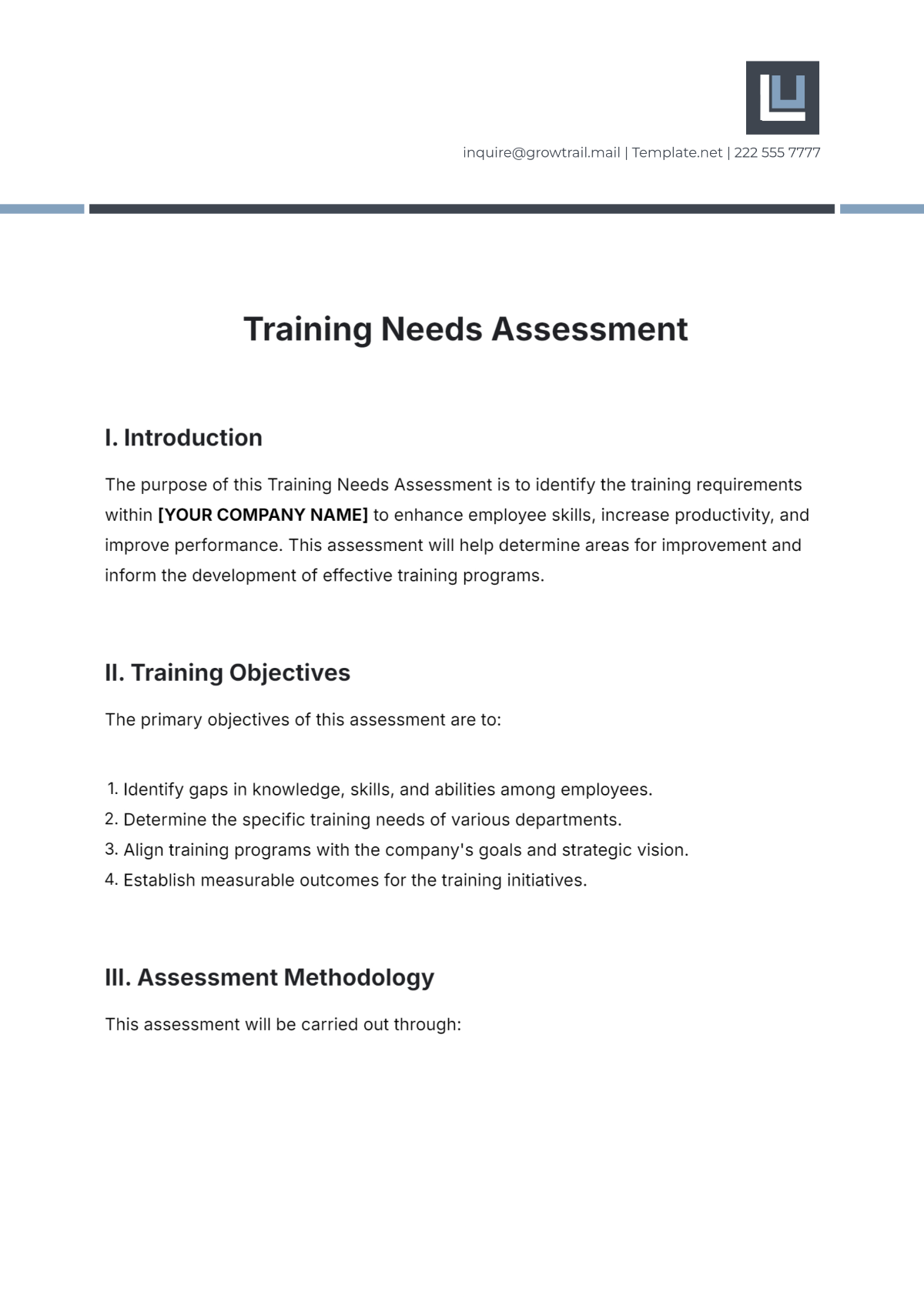 Free Training Needs Assessment Template