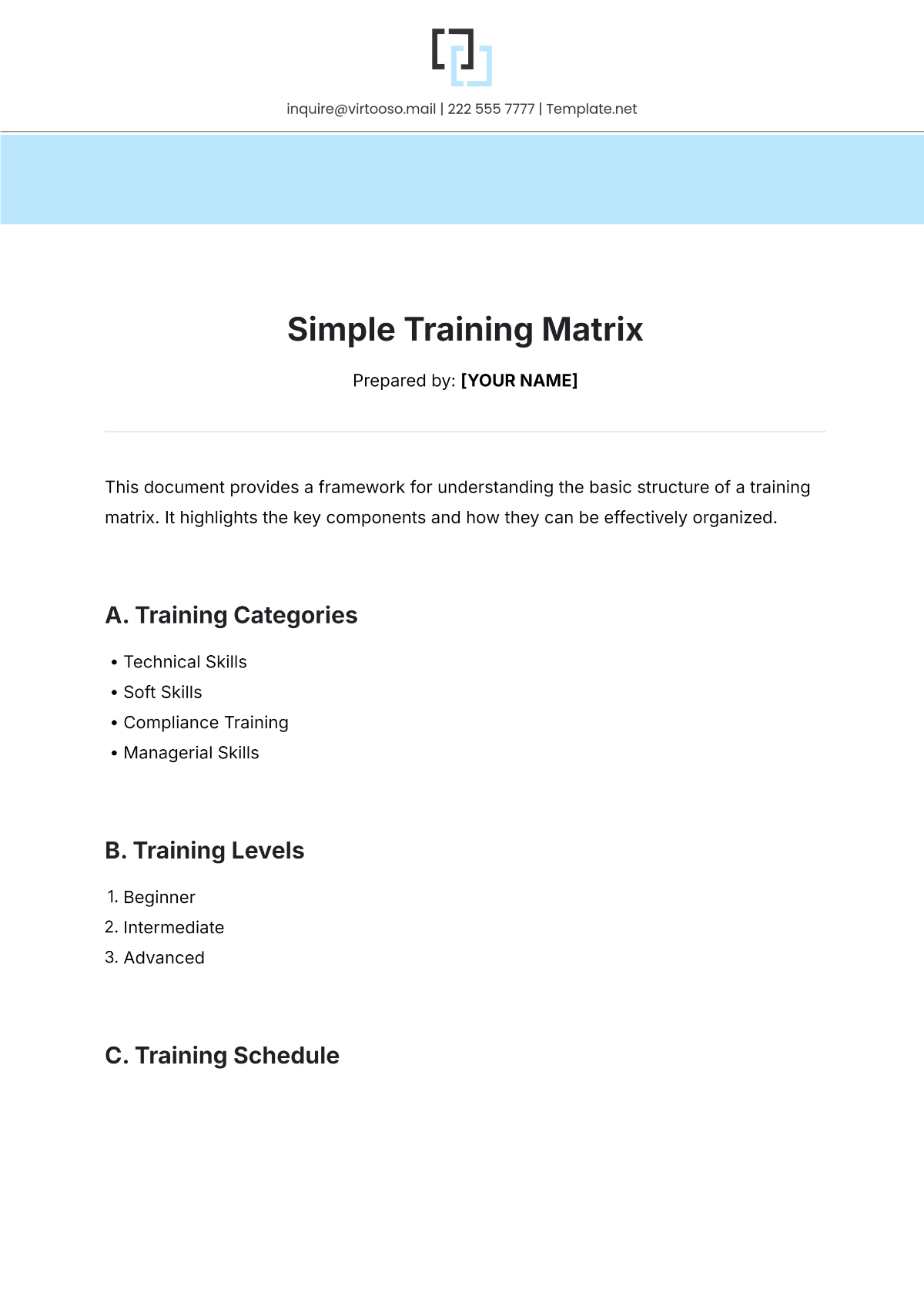 Free Simple Training Matrix Template