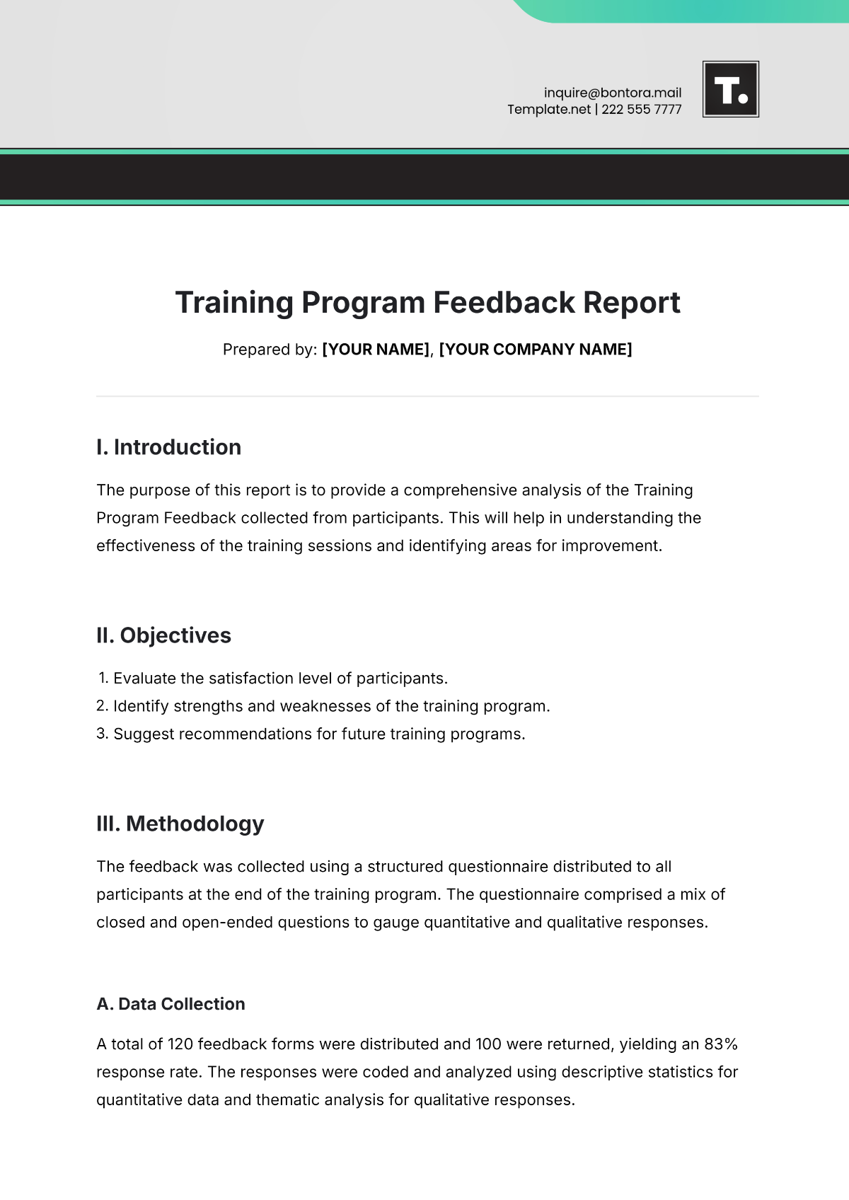 Free Training Program Feedback Report Template