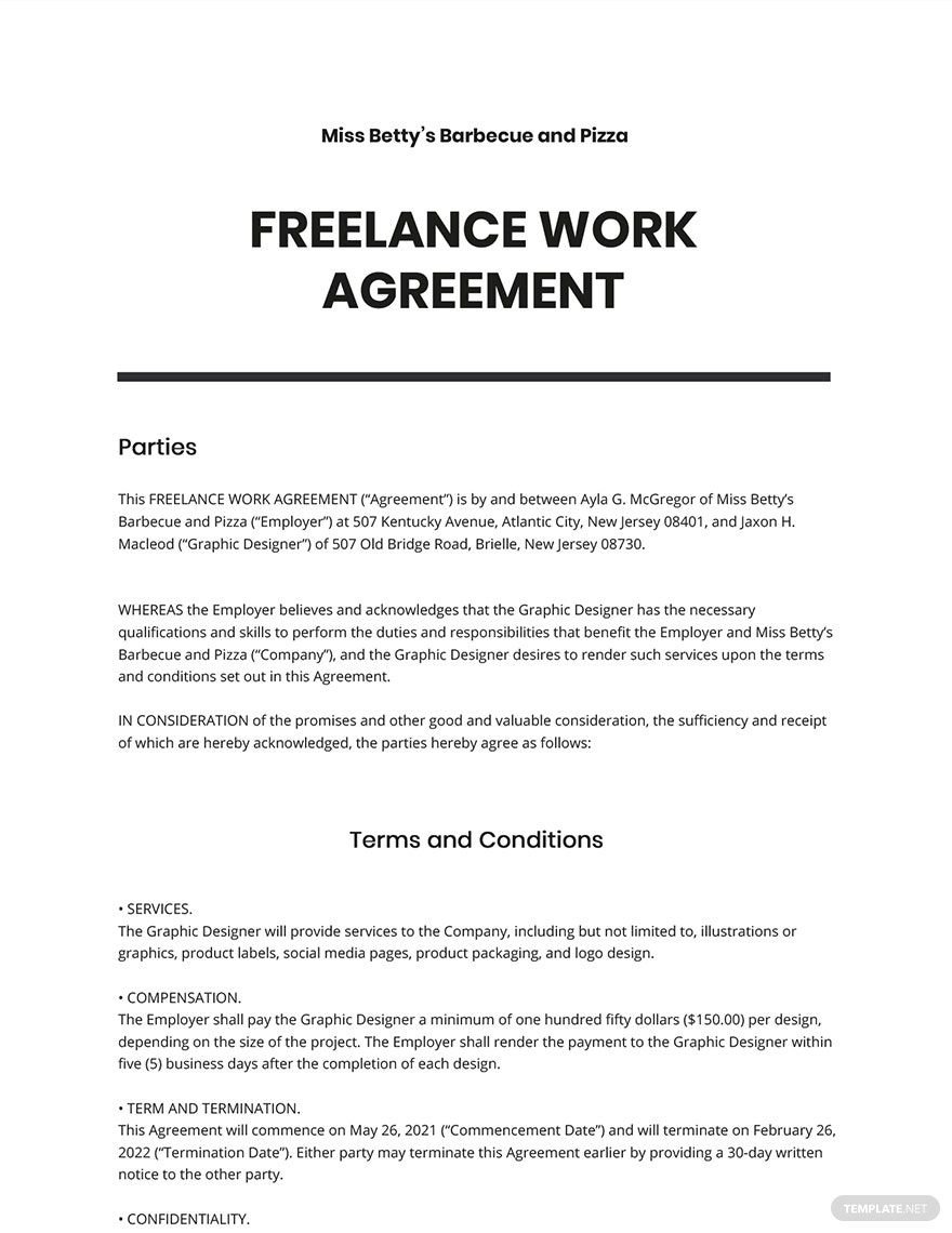 Freelance Work Agreement Template