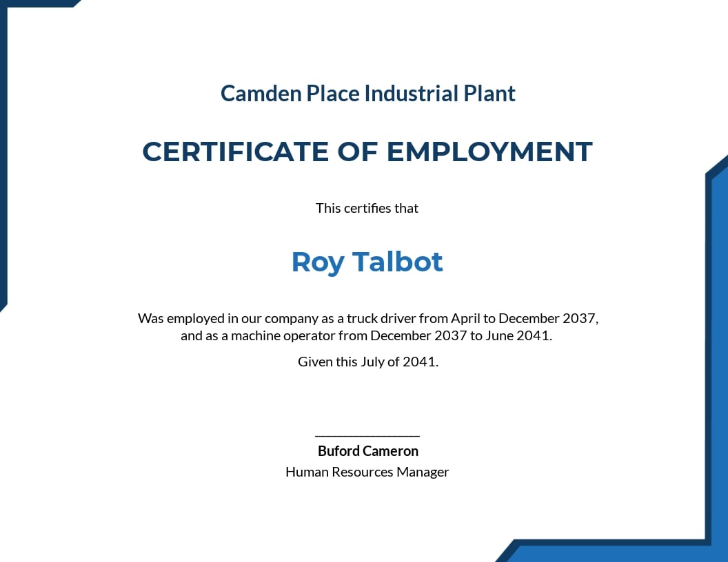 Certificate of Employment Template - Illustrator, InDesign, Word Regarding Certificate Of Employment Template