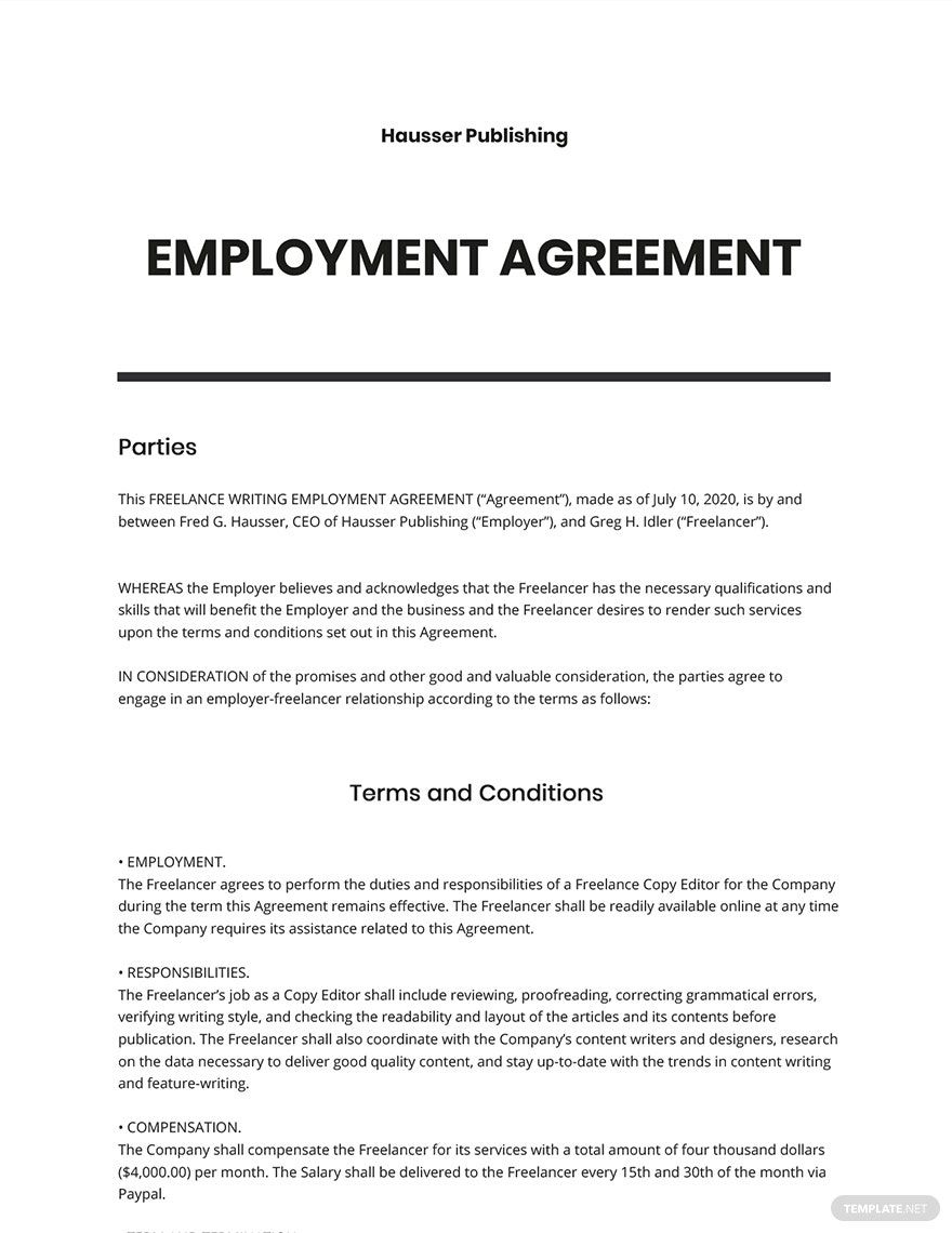 Free Simple Freelance Writing Agreement Template Google Docs, Word