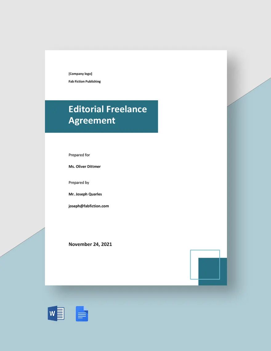 Editorial Freelance Agreement Template in Word, Google Docs, Apple Pages