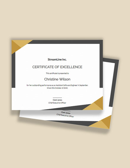Editable Free Certificate of Excellence Template