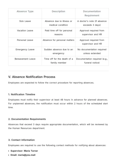 Free Professional Attendance Management Policy Template to Edit Online