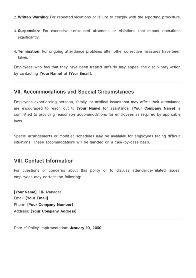 Free Absence and Attendance Policy Template to Edit Online