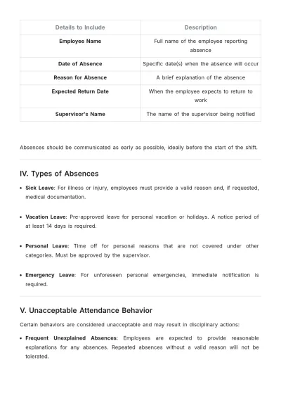 Free Attendance Code of Conduct Template to Edit Online