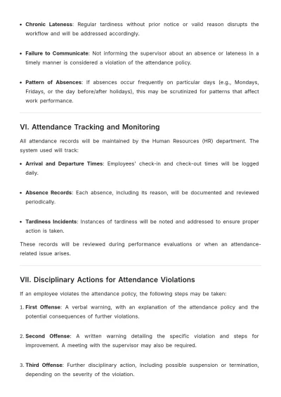 Free Attendance Code of Conduct Template to Edit Online