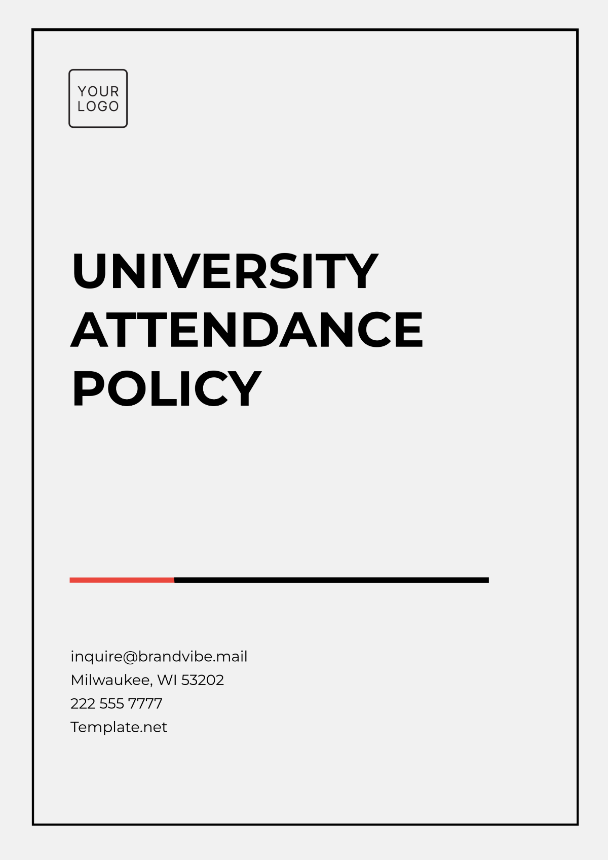 Free Attendance Policy for Universities Template