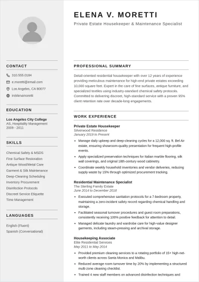 Free Part-Time Simple Housekeeping Resume Template & AI Maker