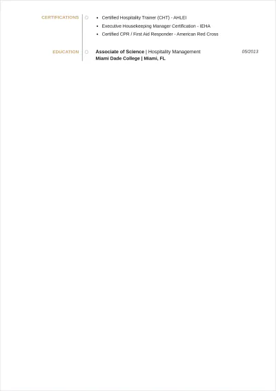 Free Housekeeping Trainer Outline Resume Template & AI Maker