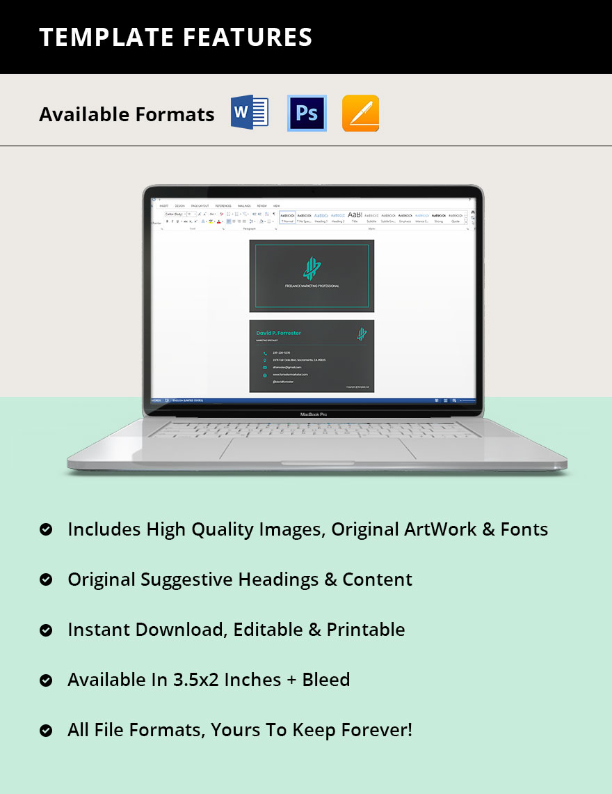 Sample Freelancer Business Card Template Download in Word, Google