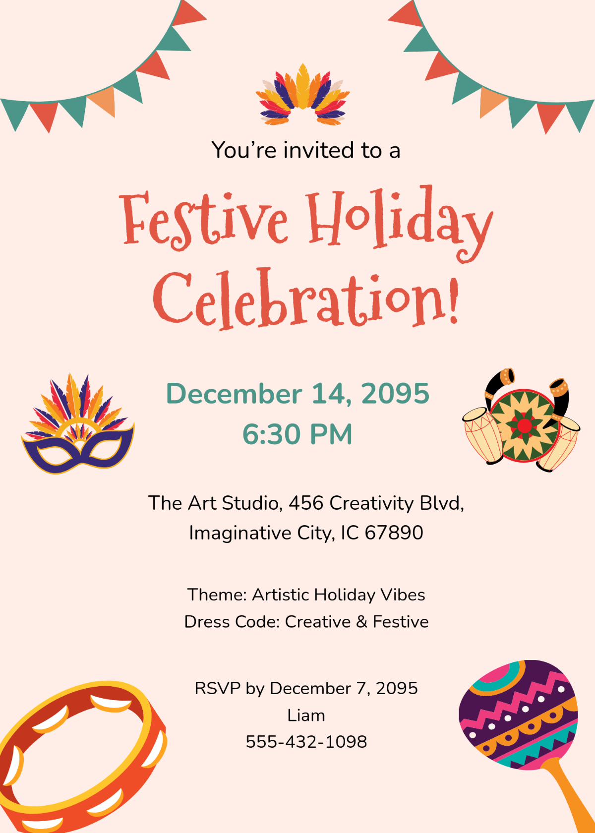 Free Creative Festive Holiday Invitation Template