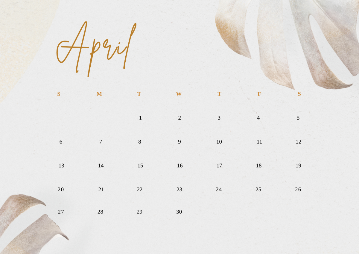 Free Minimalist April 2025 Calendar Template