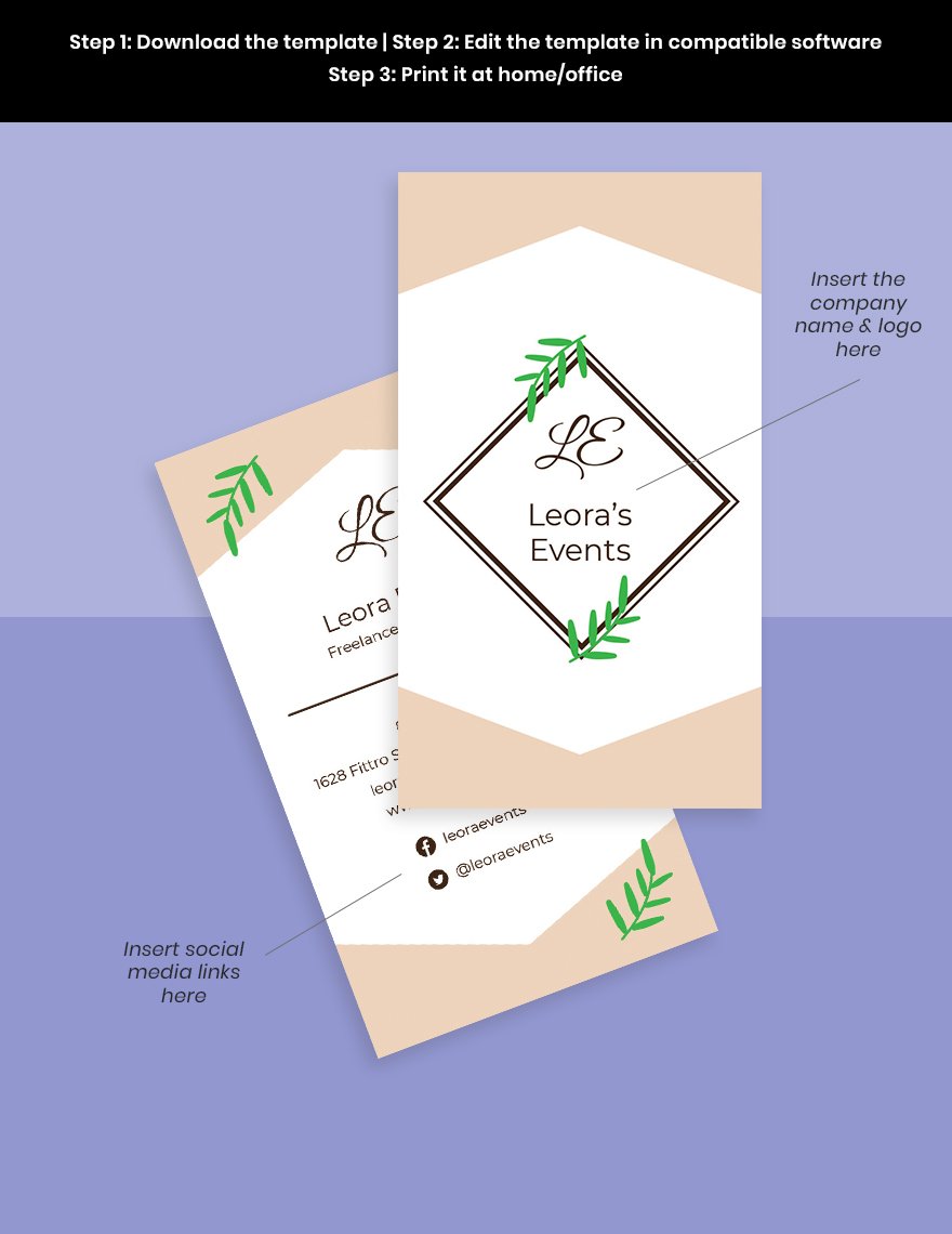 Freelance Event Planner Business Card Template