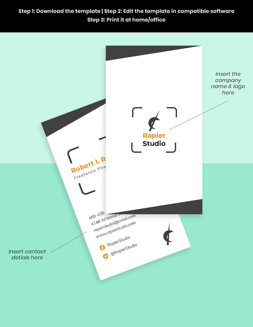 Freelance Photographer Business Card Template Download in Word