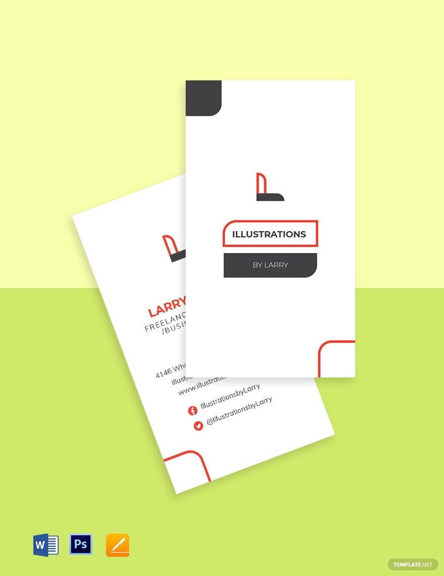 Freelance Illustrator Business Card Template in Pages, Word, PSD, Publisher, Google Docs - Download | Template.net