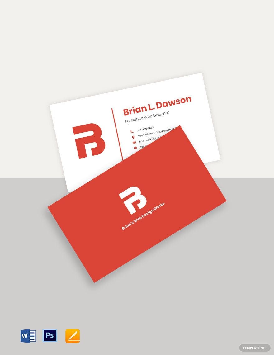 Freelance Web Designer Business Card Template in Word, Google Docs, PSD, Apple Pages, Publisher