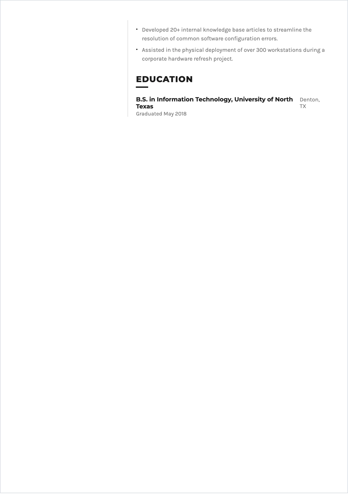 Free Aesthetic Help Desk ATS Resume Template, AI Resume Builder