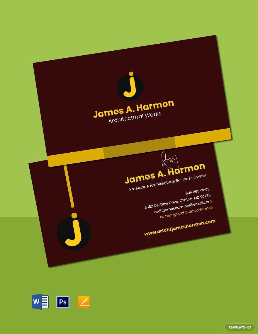 Free Freelance Architect Business Card Template