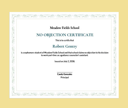 Free No Objection Certificate for Student Template - Google Docs, Word, Publisher