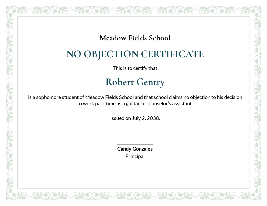 Free No Objection Certificate for Student Template - Google Docs, Word