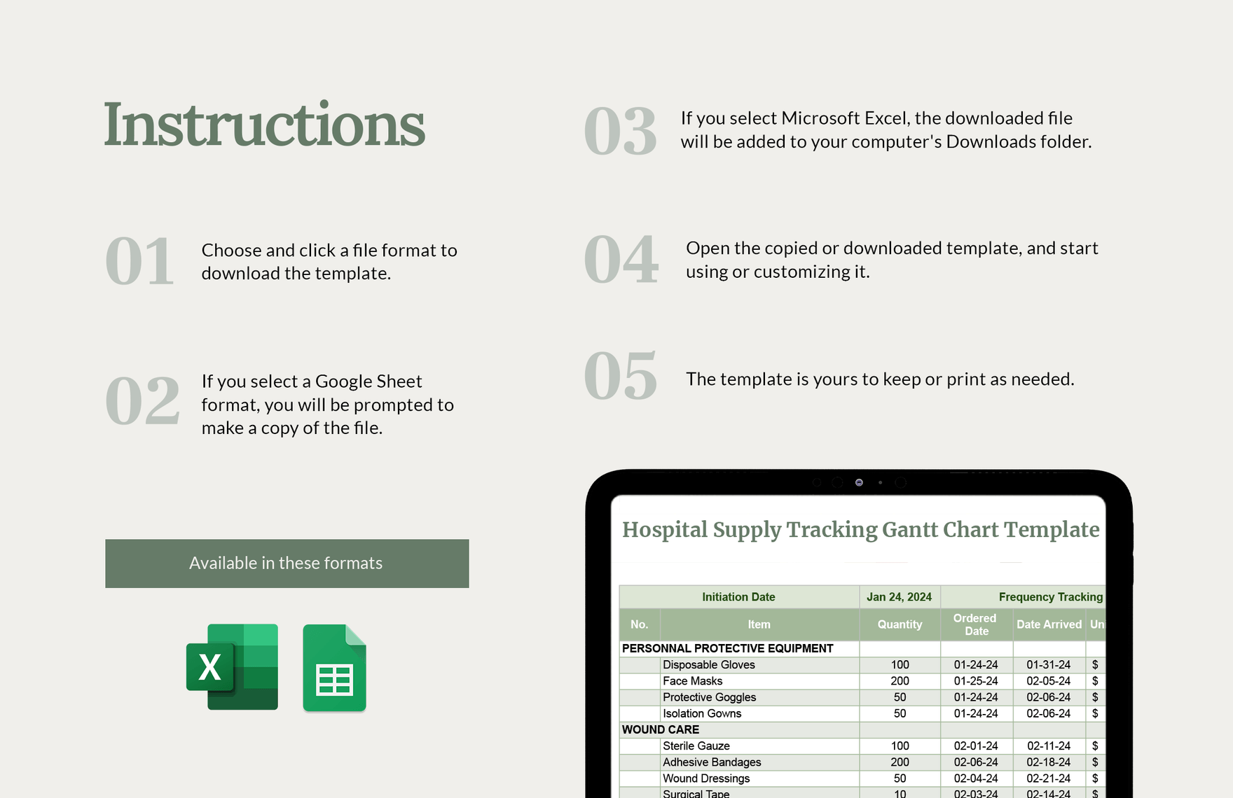 Hospital Supply Tracking Gantt Chart Template