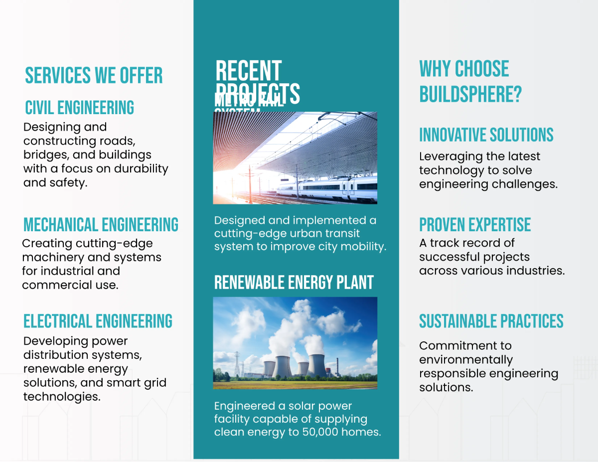 Free Engineering Company Brochure Template to Edit Online