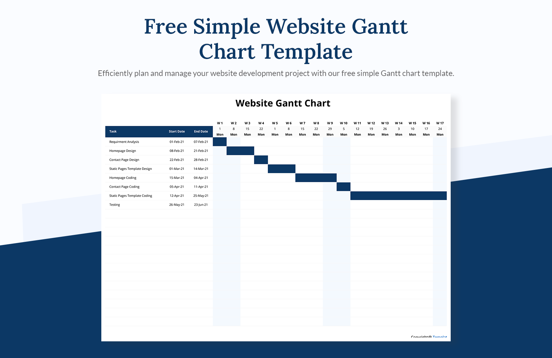 Simple Website Gantt Chart Template