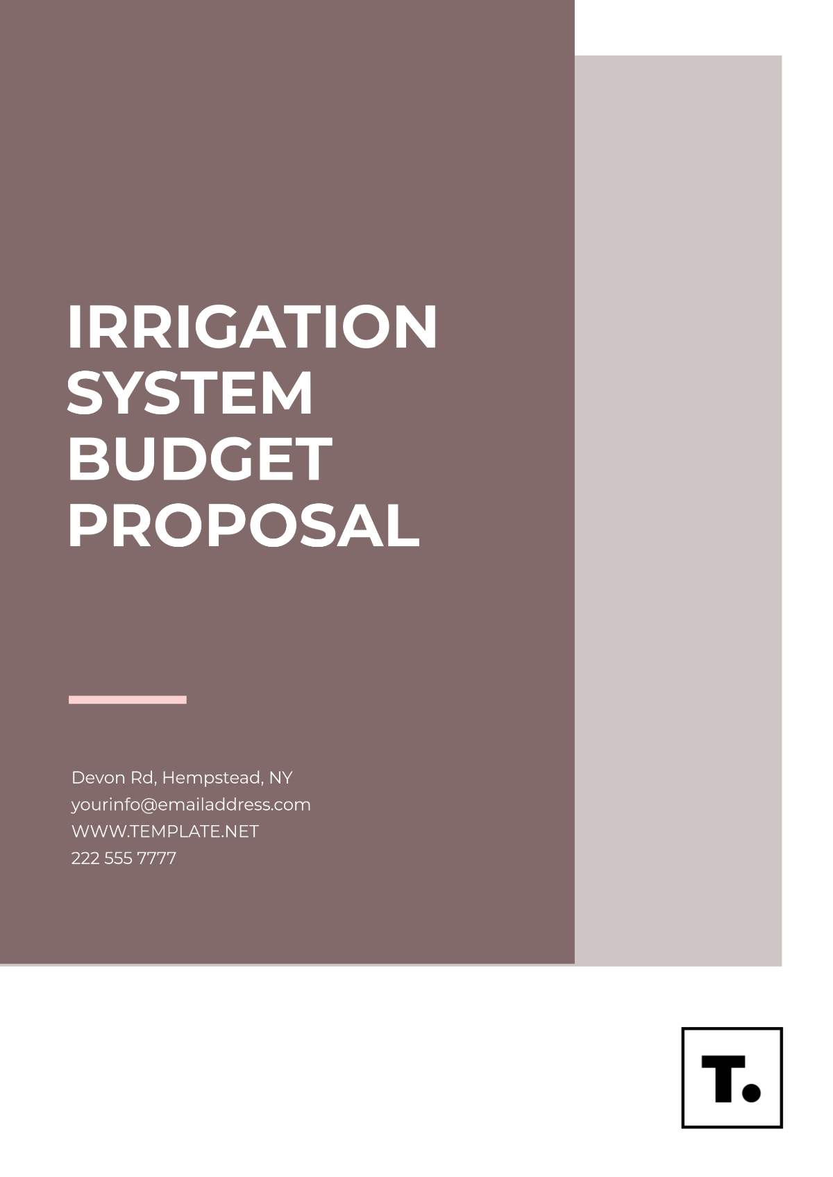 Free Irrigation System Budget Proposal Template