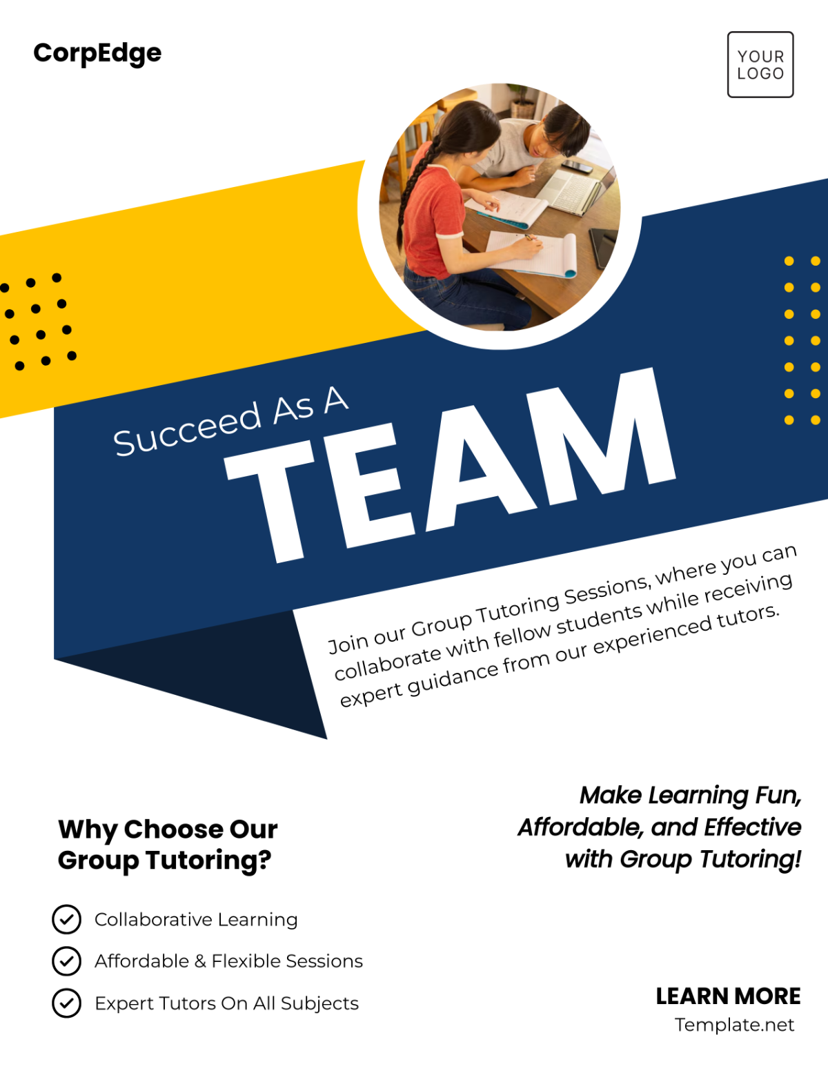 Free Group Tutoring Tuition Flyer Template