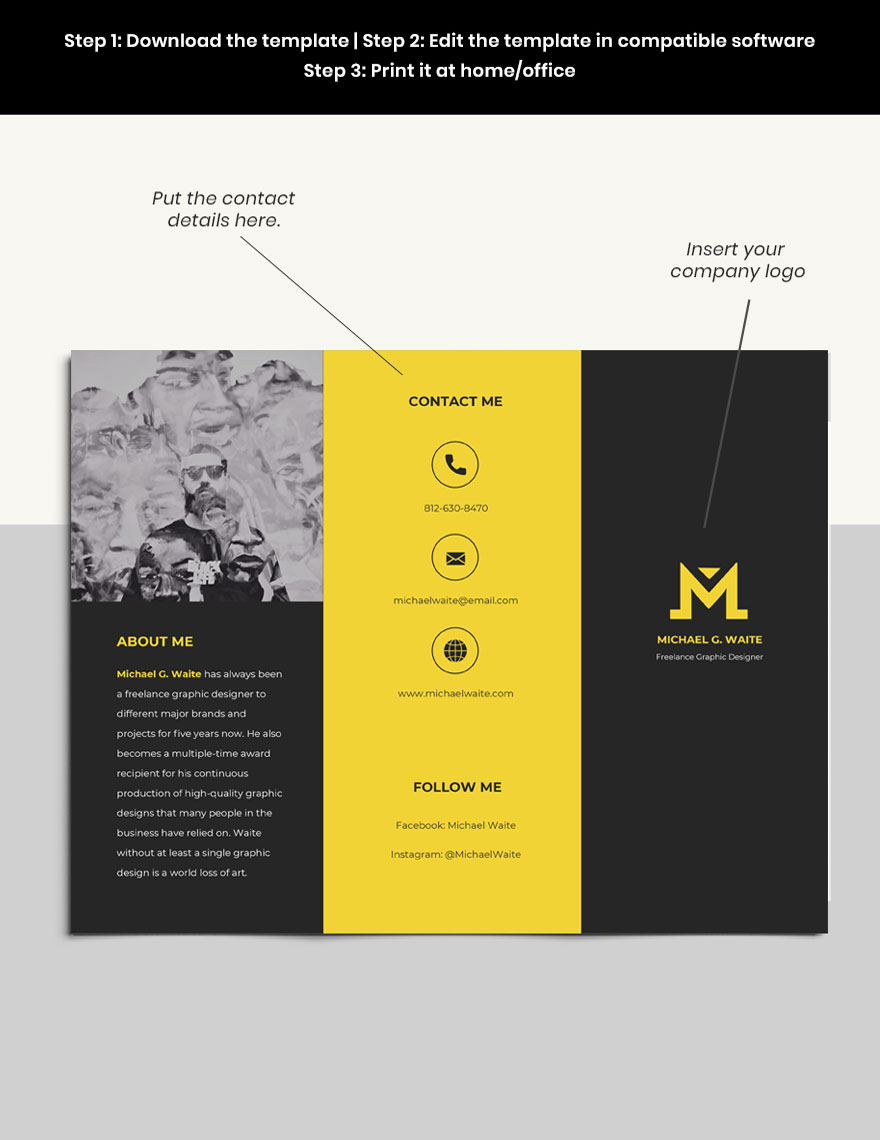 Trifold Freelance Graphic Designer Brochure Example
