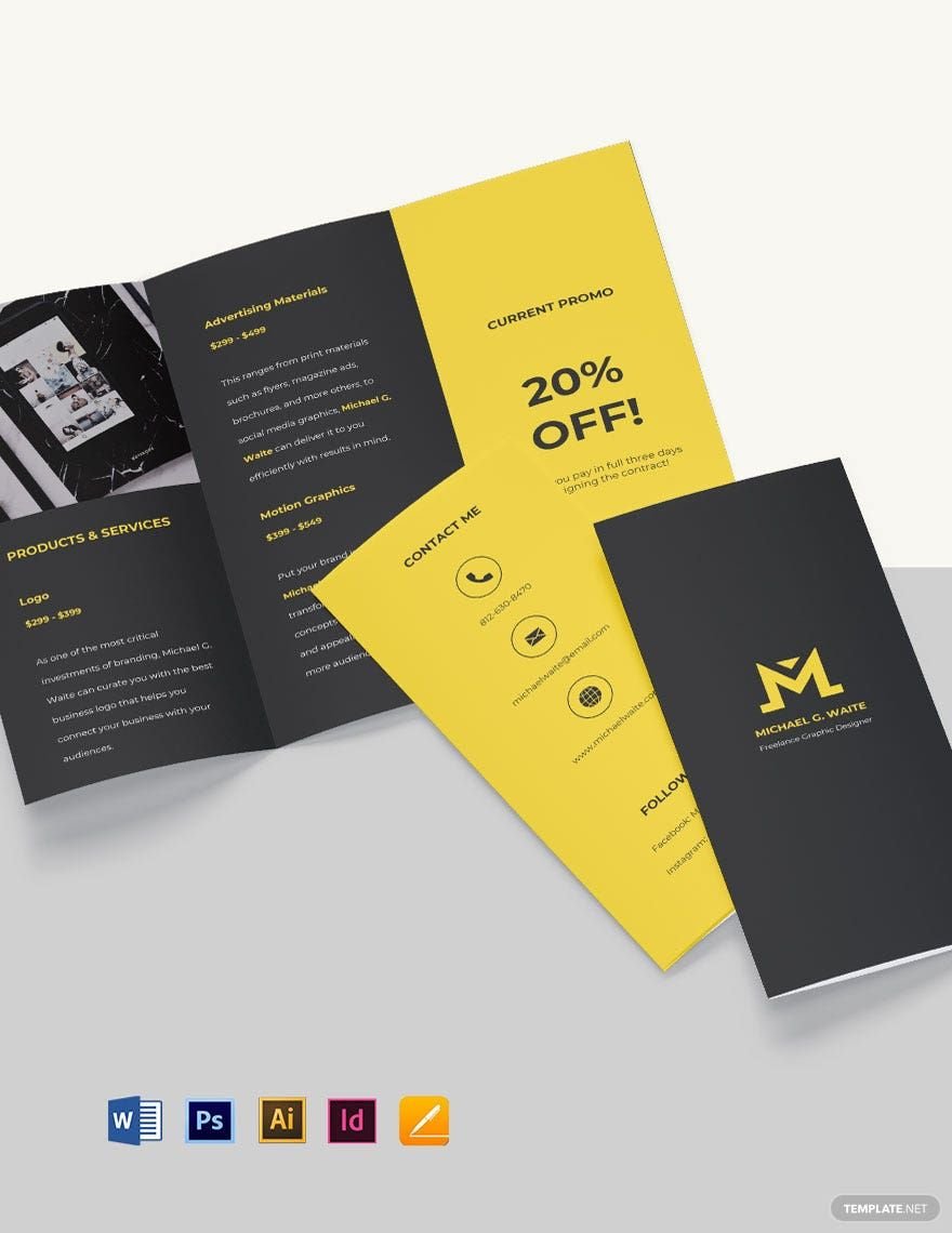 Tri-Fold Freelance Graphic Designer Brochure Template