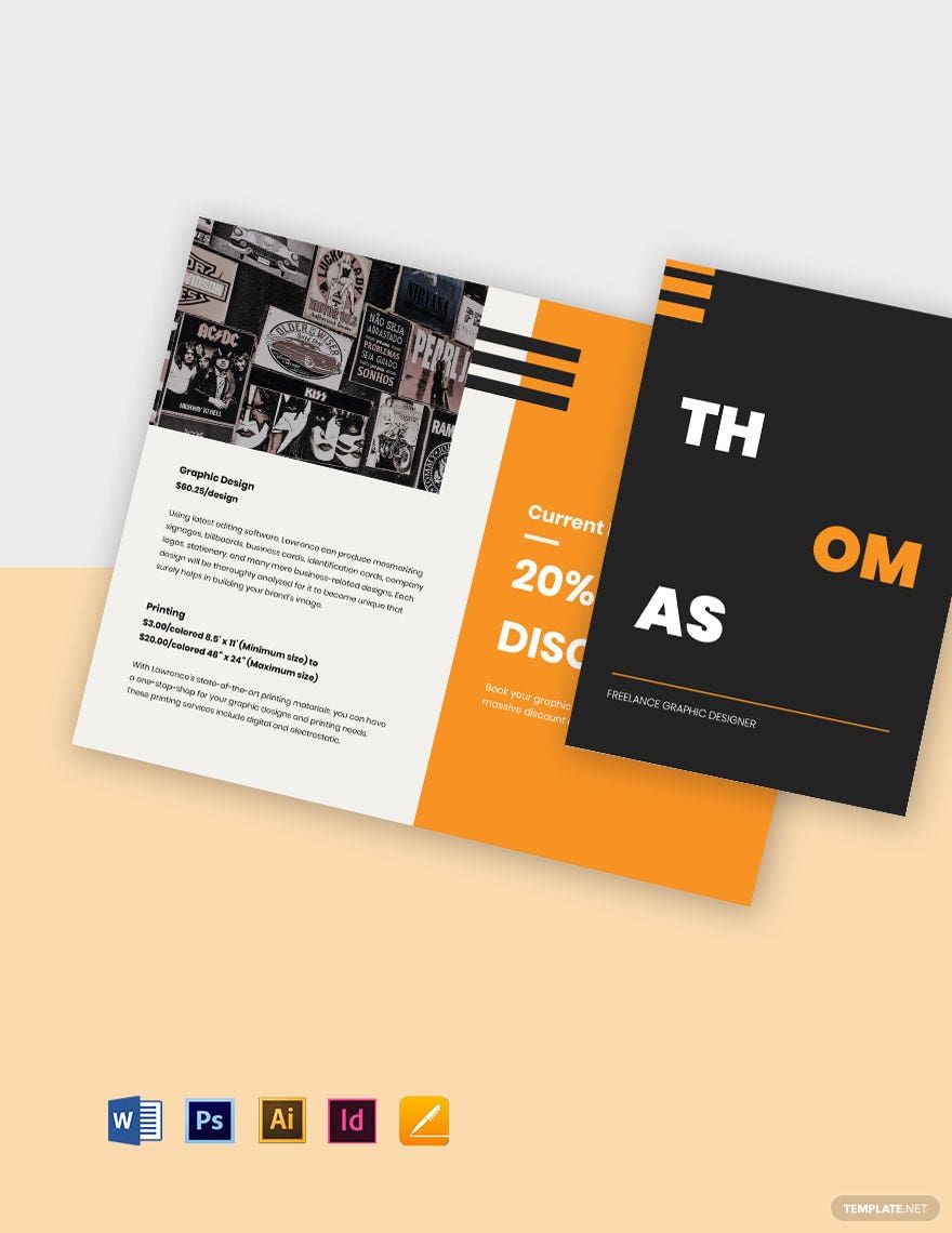 Free Bi-Fold Freelance Graphic Designer Brochure Template