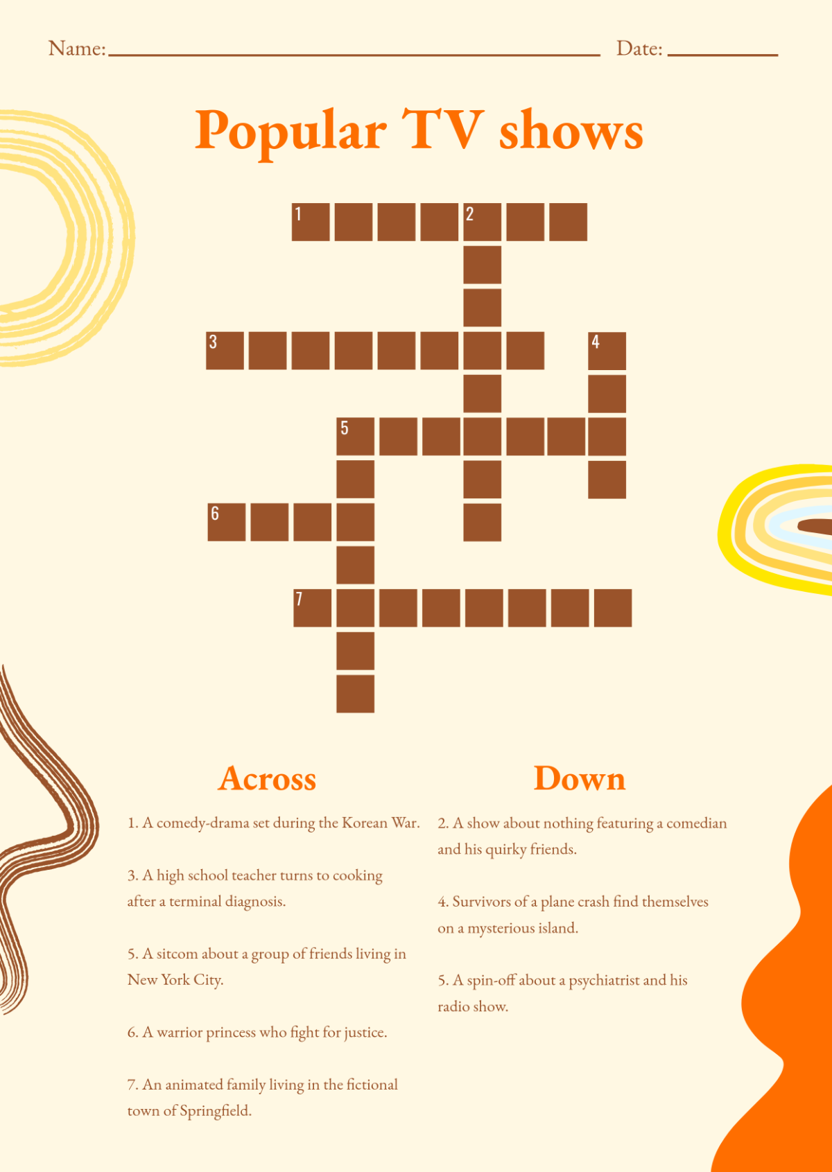 Free Daily Mini Crossword Template