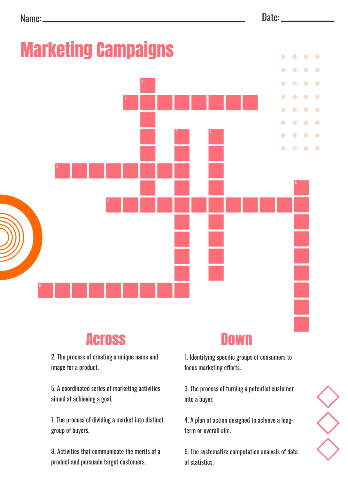 Free Mini Crossword for Marketing Campaigns Template