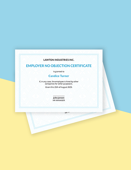 No Objection Certificate from Employer Template