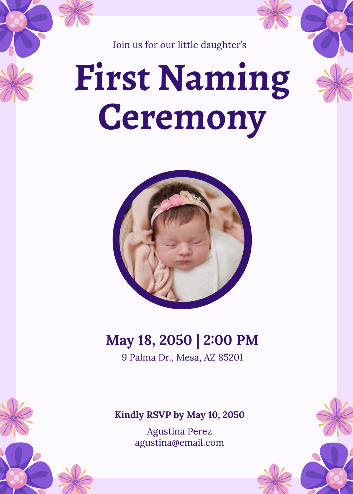 Free First Naming Ceremony Invitation Template