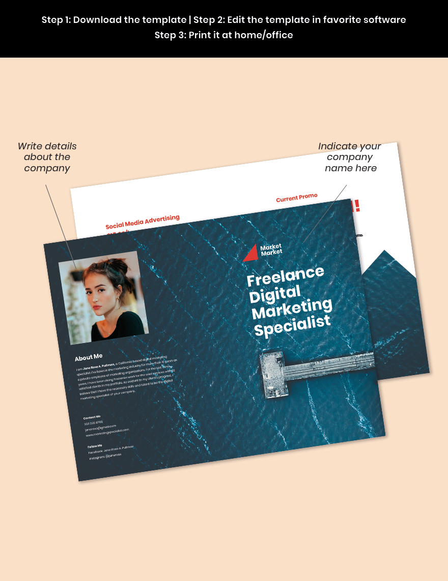 Bi-Fold Freelance Job Brochure Template