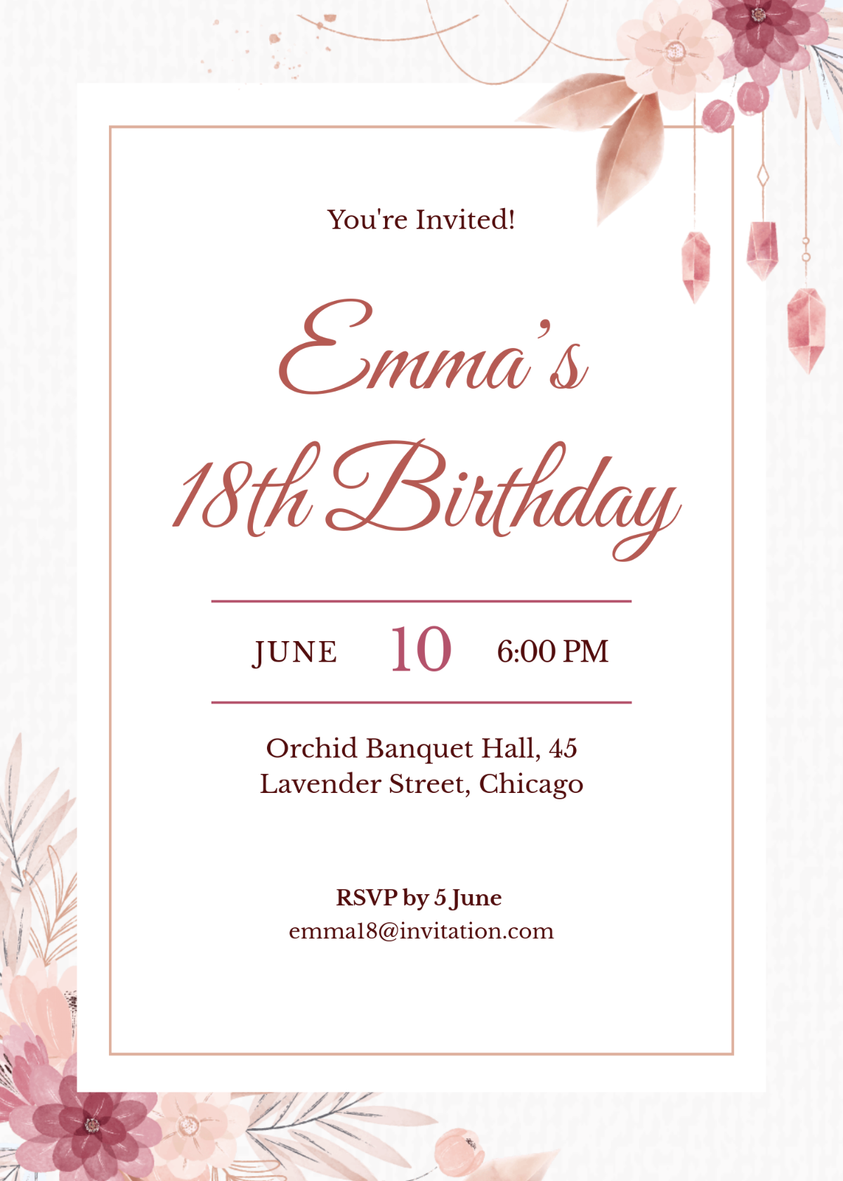 Free Customizable Floral Invitation Template