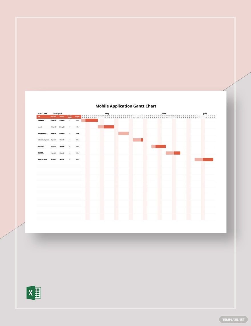 Free Simple Application Gantt Chart Template - Excel | Template.net