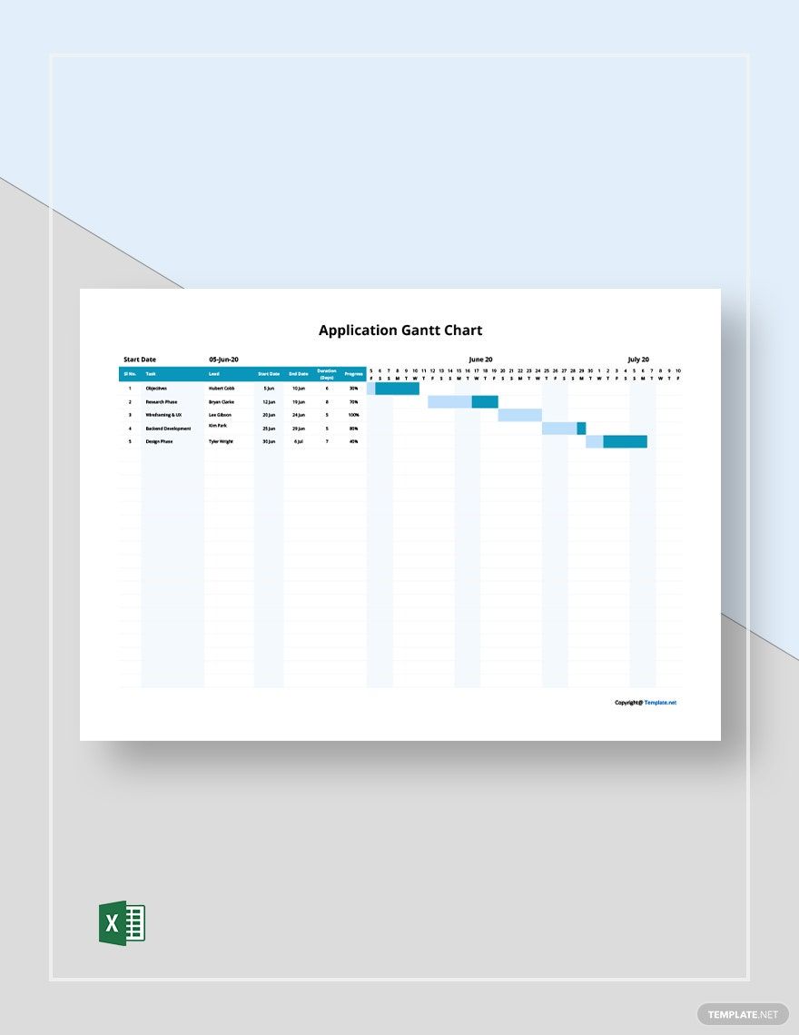 Free Simple Application Gantt Chart Template - Excel | Template.net