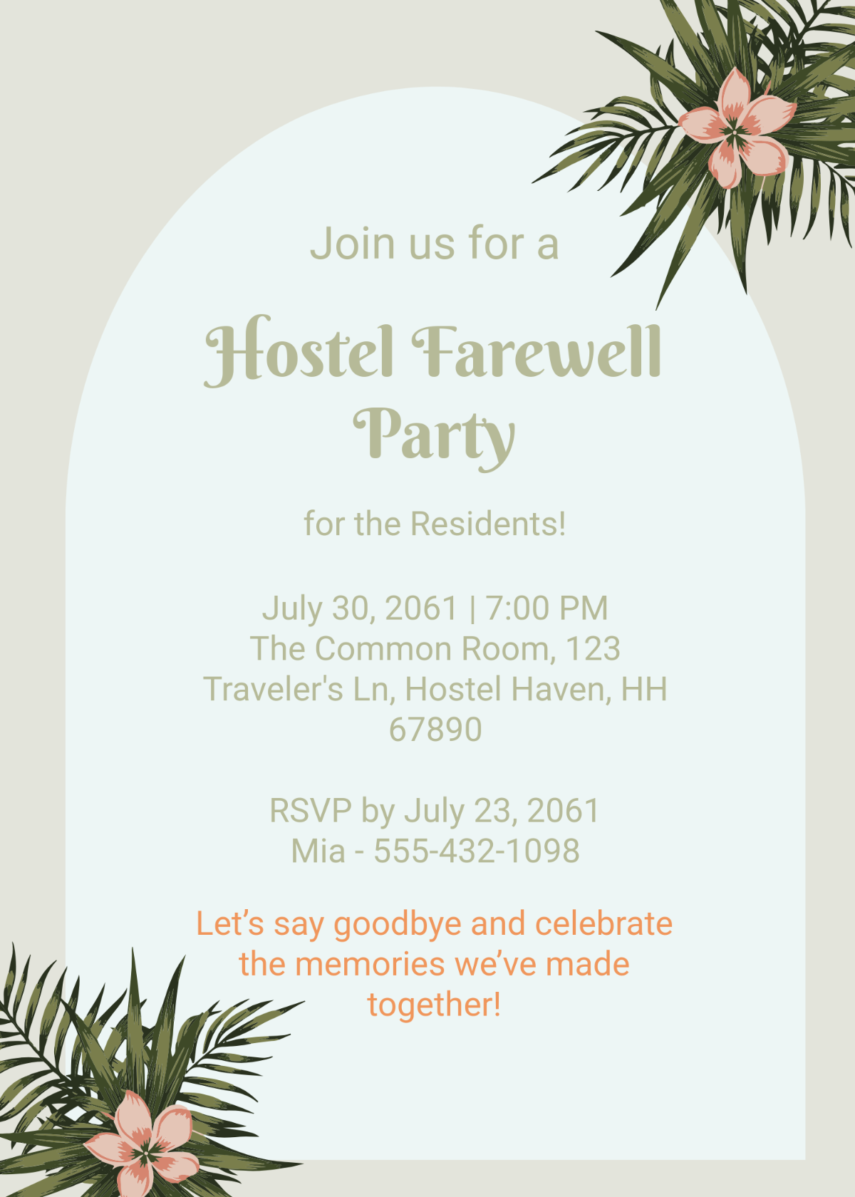 Free Hostel Farewell Invitation Template