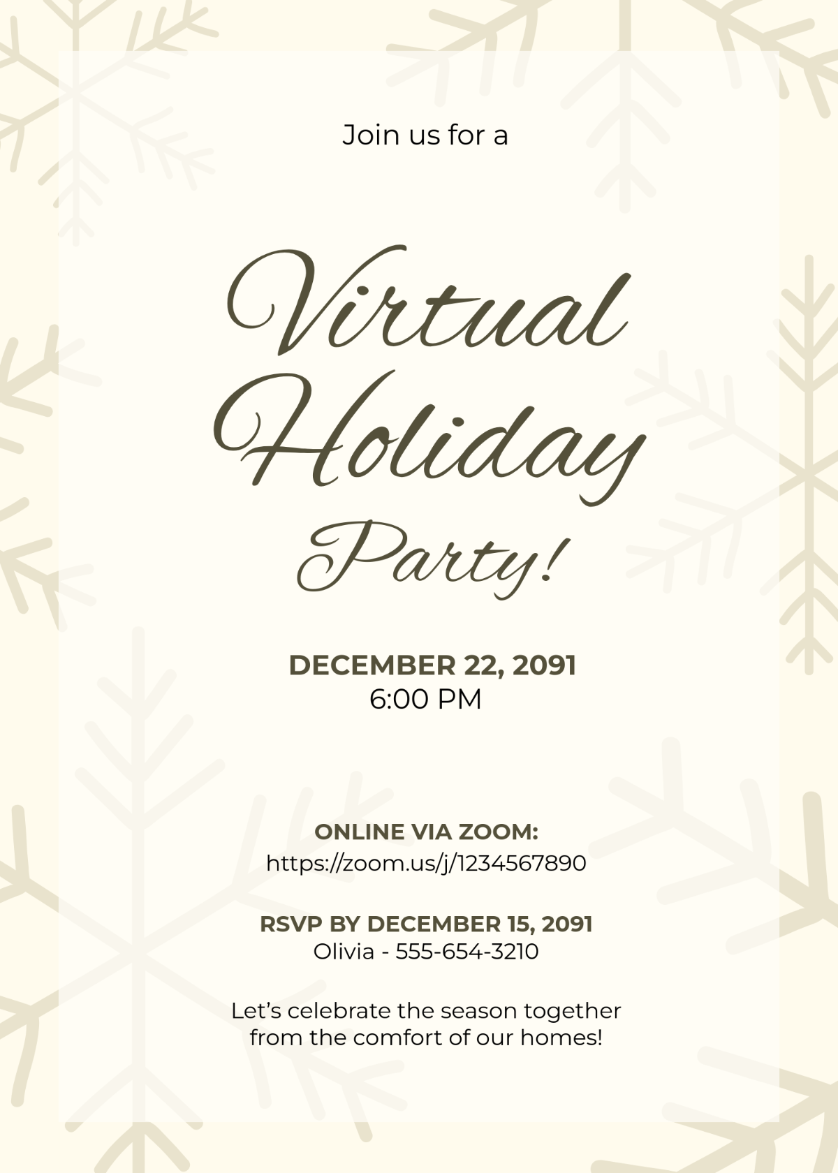 Free Virtual Holiday Party Invitation Template